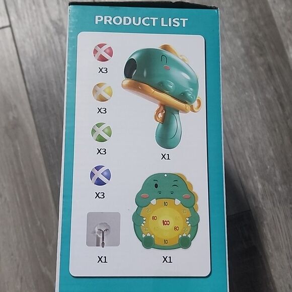 Kids Dart Board Game with Dinosaur Shooter Toy and 12 PCS Sticky Balls - Picture 2 of 2